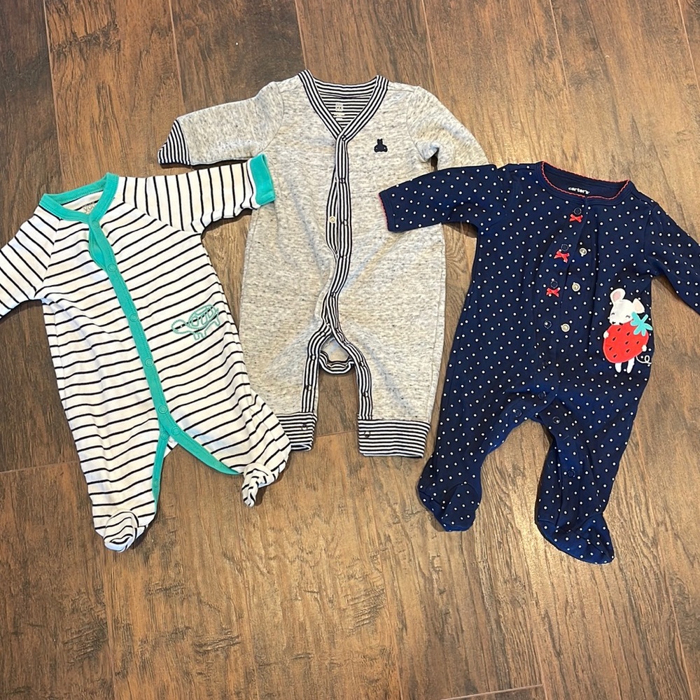 Baby gap and Carters 0-3 pajamas